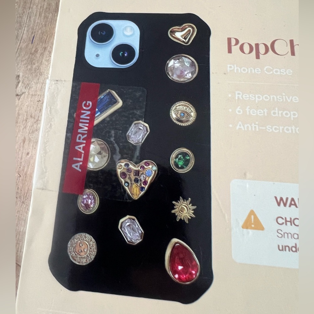 PopCharms for iPhone 15/14/13 -Black 15 jewelry charms Attach